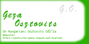 geza osztovits business card